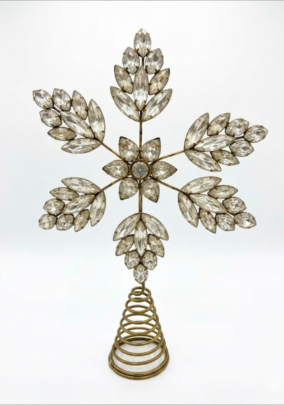 Vintage-Style Crystal Snowflake Star Christmas Tree Topper